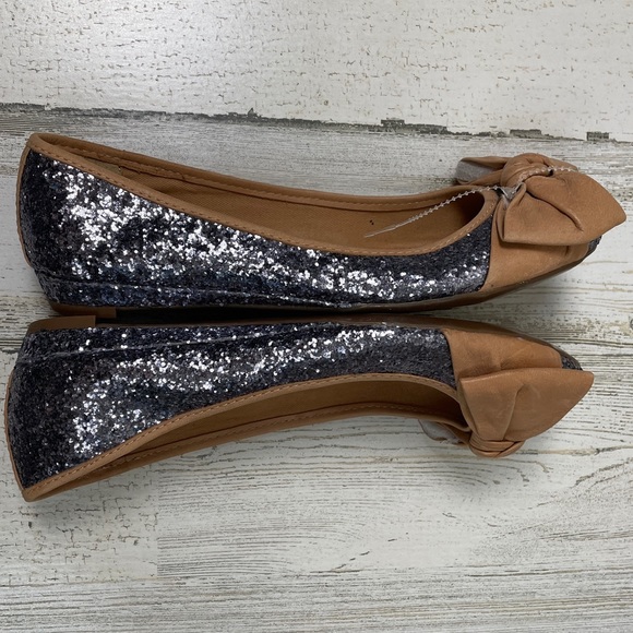 Franco Sarto Artisan glitter leather bow flats - Picture 4 of 9